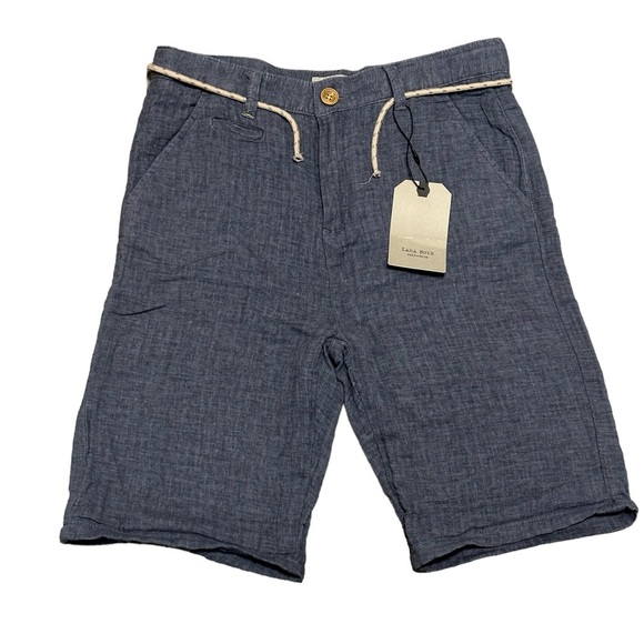Zara Boys Youth 11/12 Large Shorts Chino Khakis Navy Blue Adjustable Stretch NWT - Picture 3 of 12
